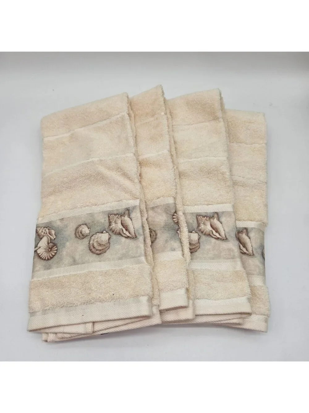 Vintage Springs Home Sea Shells Beach Decorator Cotton Hand Towels Lot of 4